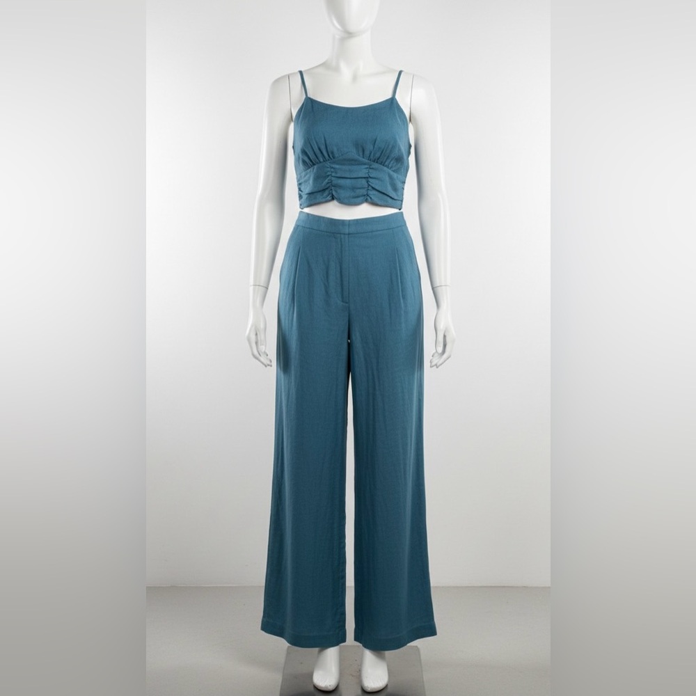 Two-Piece Crop Top & Wide Leg Palazzo Pant Set